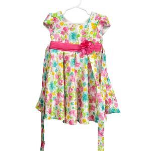 Jona Michelle Toddler Girl Dress w/ Pink Accent‎ Flower Size 3T